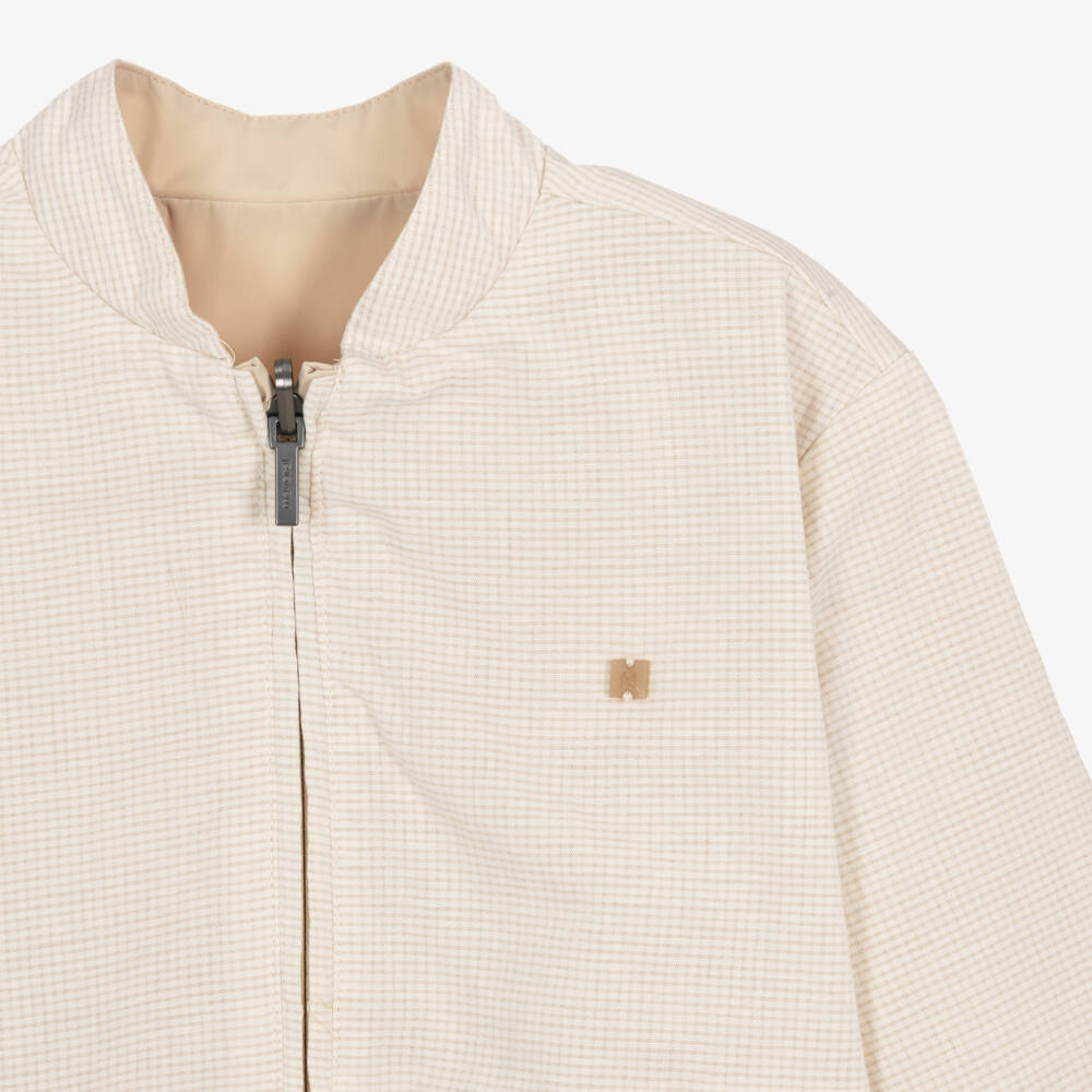 Mayoral-Beige Linen Reversible Short Jacket | Childrensalon Outlet