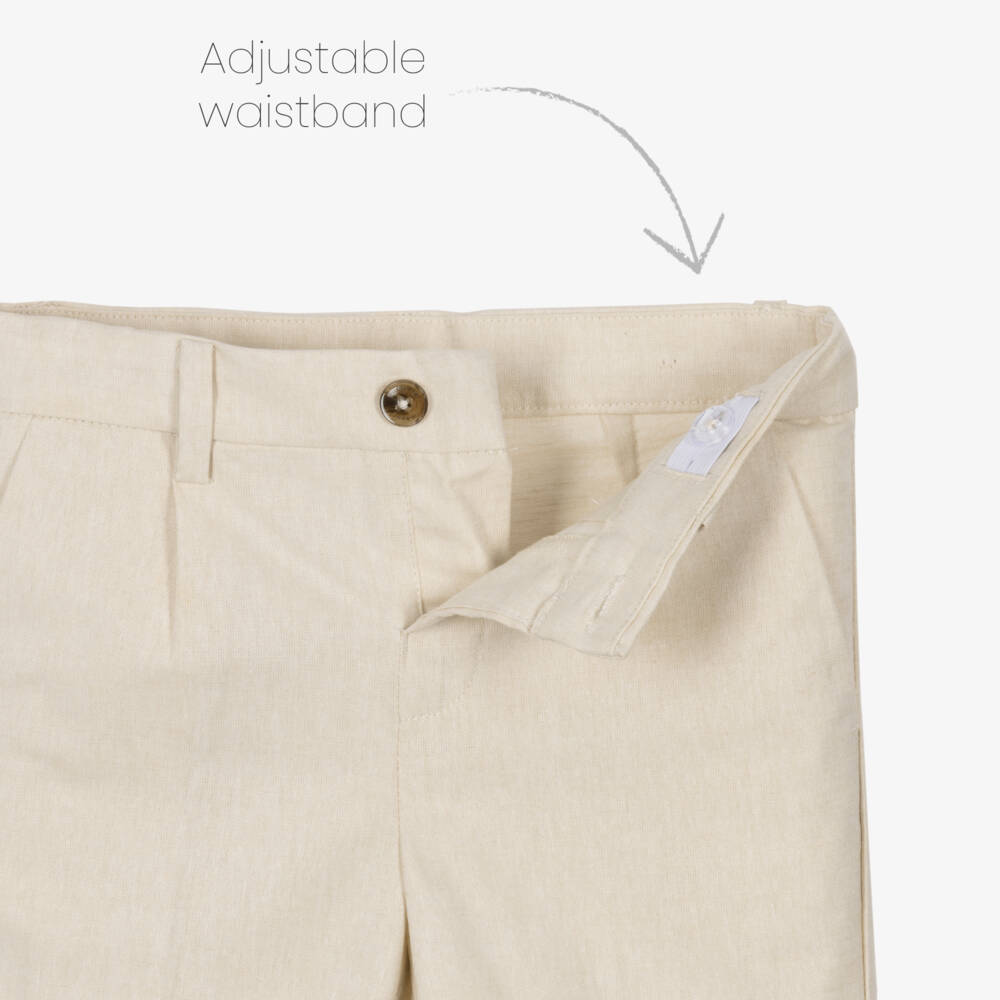 Mayoral-Beige Linen Shorts | Childrensalon Outlet