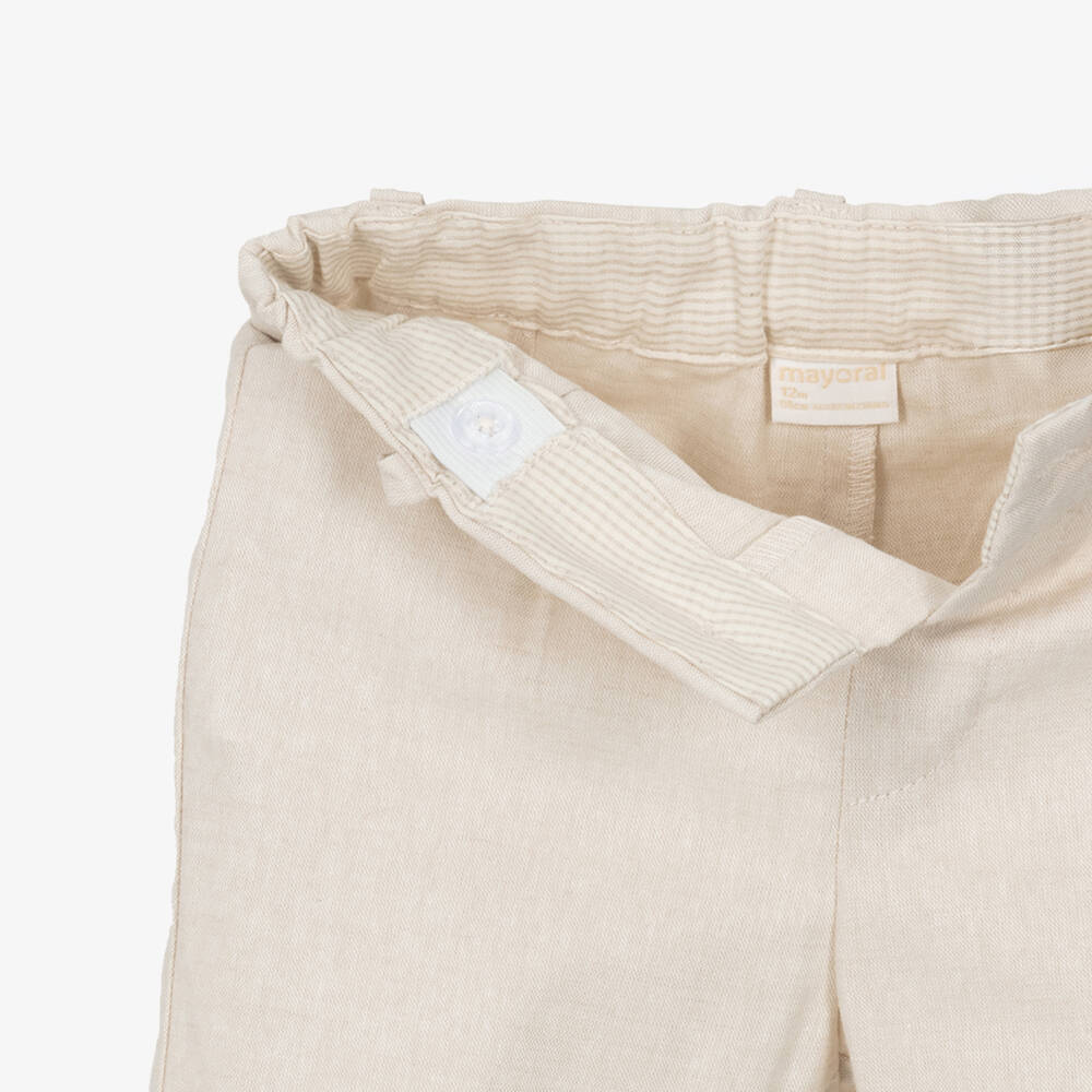 Mayoral-Beige Linen Trousers | Childrensalon Outlet