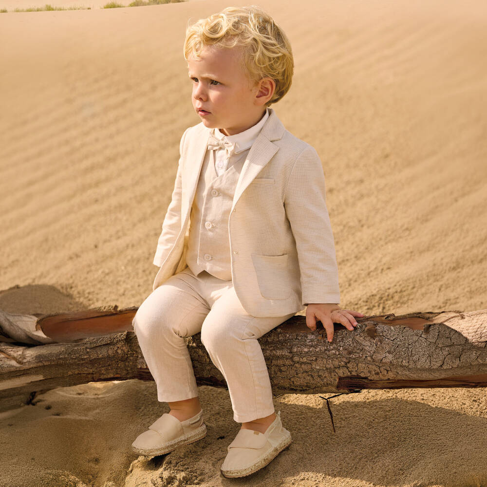 Mayoral-Beige Linen Trousers | Childrensalon Outlet