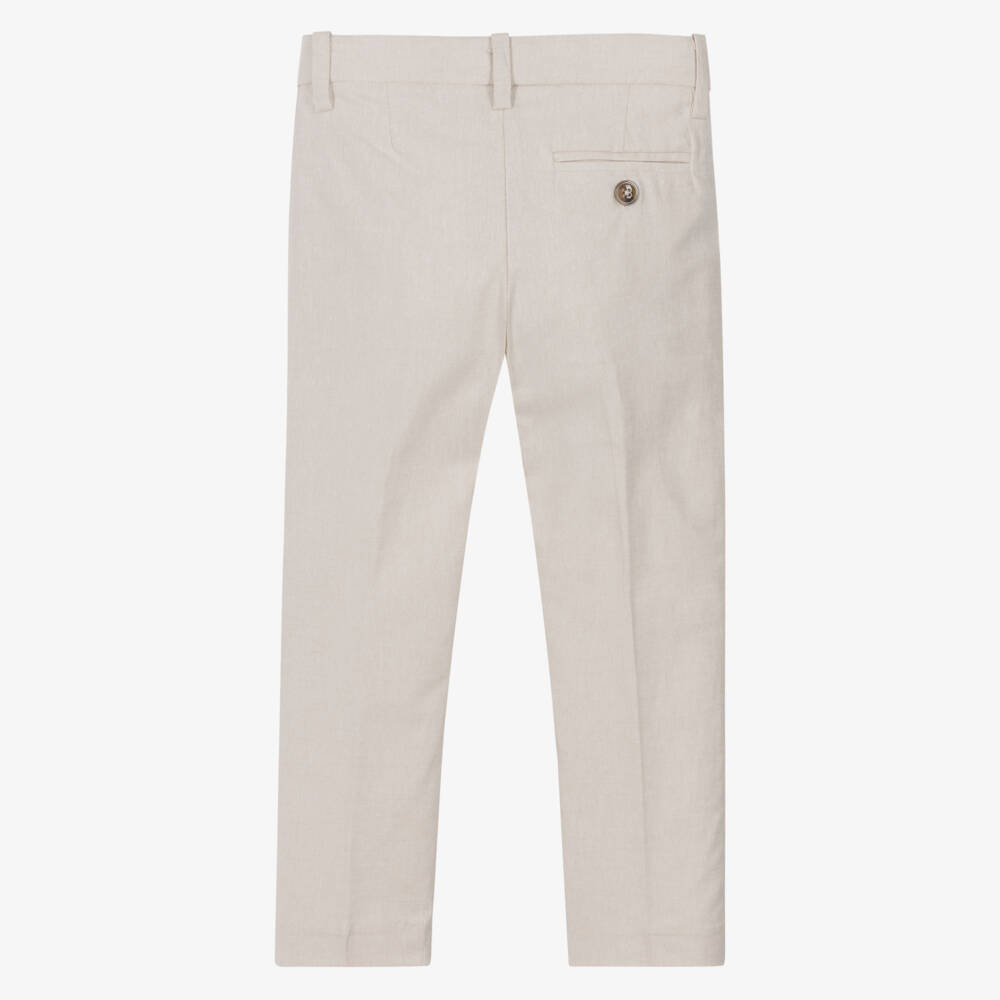 Mayoral-Beige Linen Trousers | Childrensalon Outlet