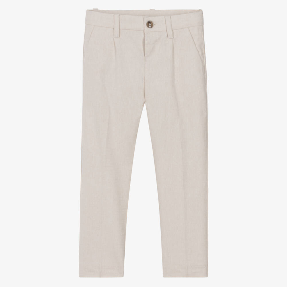 Mayoral-Beige Linen Trousers | Childrensalon Outlet