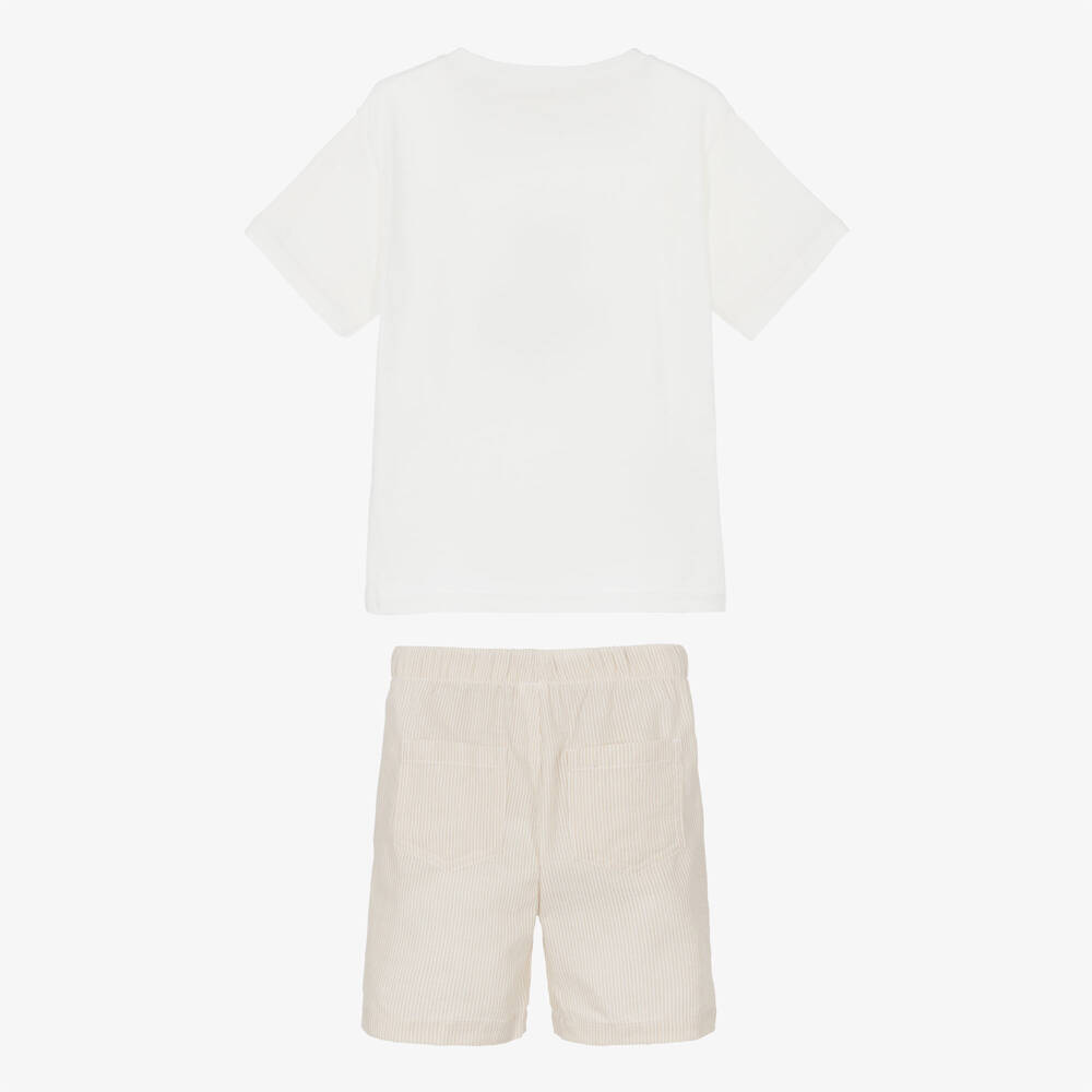 Mayoral-Beige Palm Tree Graphic Shorts Set | Childrensalon Outlet