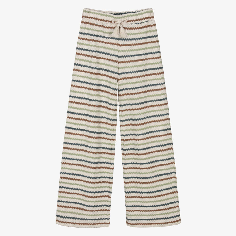 Mayoral-Beige Printed Crochet Trousers | Childrensalon Outlet