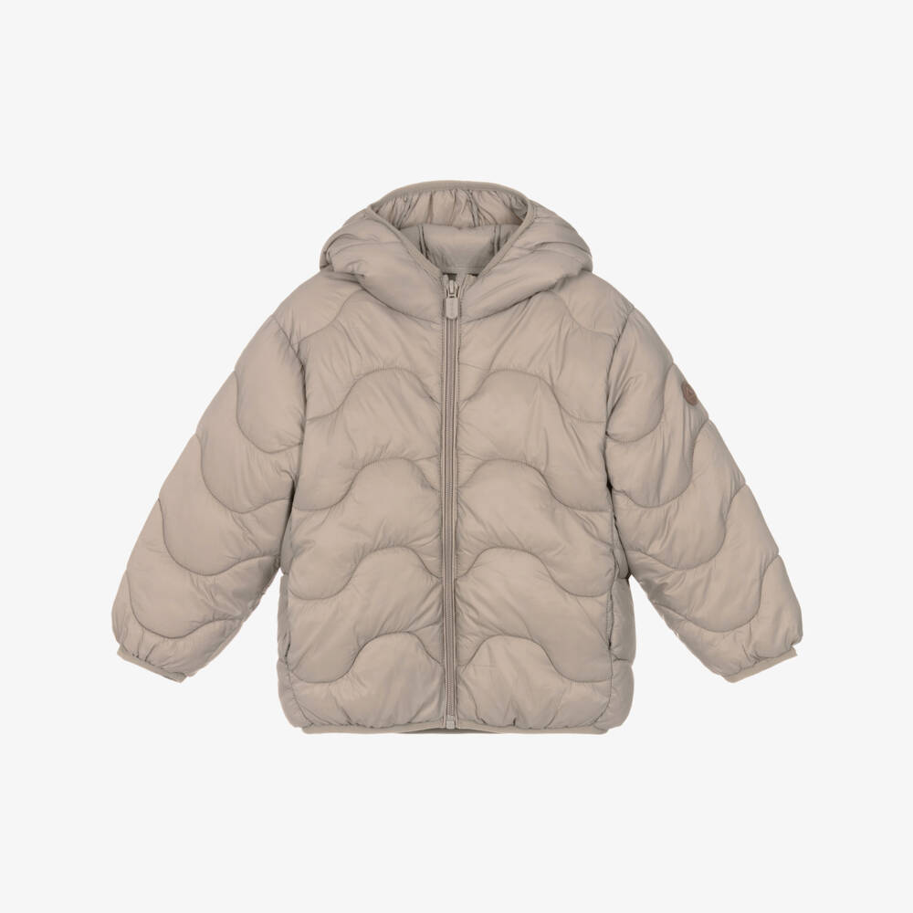 Mayoral-Beige Quilted Hooded Jacket | Childrensalon Outlet