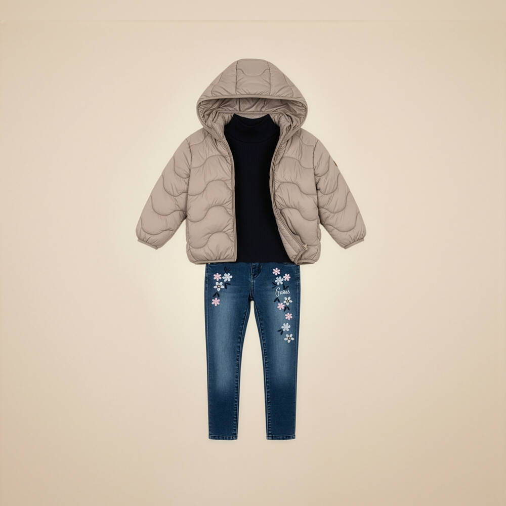 Mayoral-Beige Quilted Hooded Jacket | Childrensalon Outlet