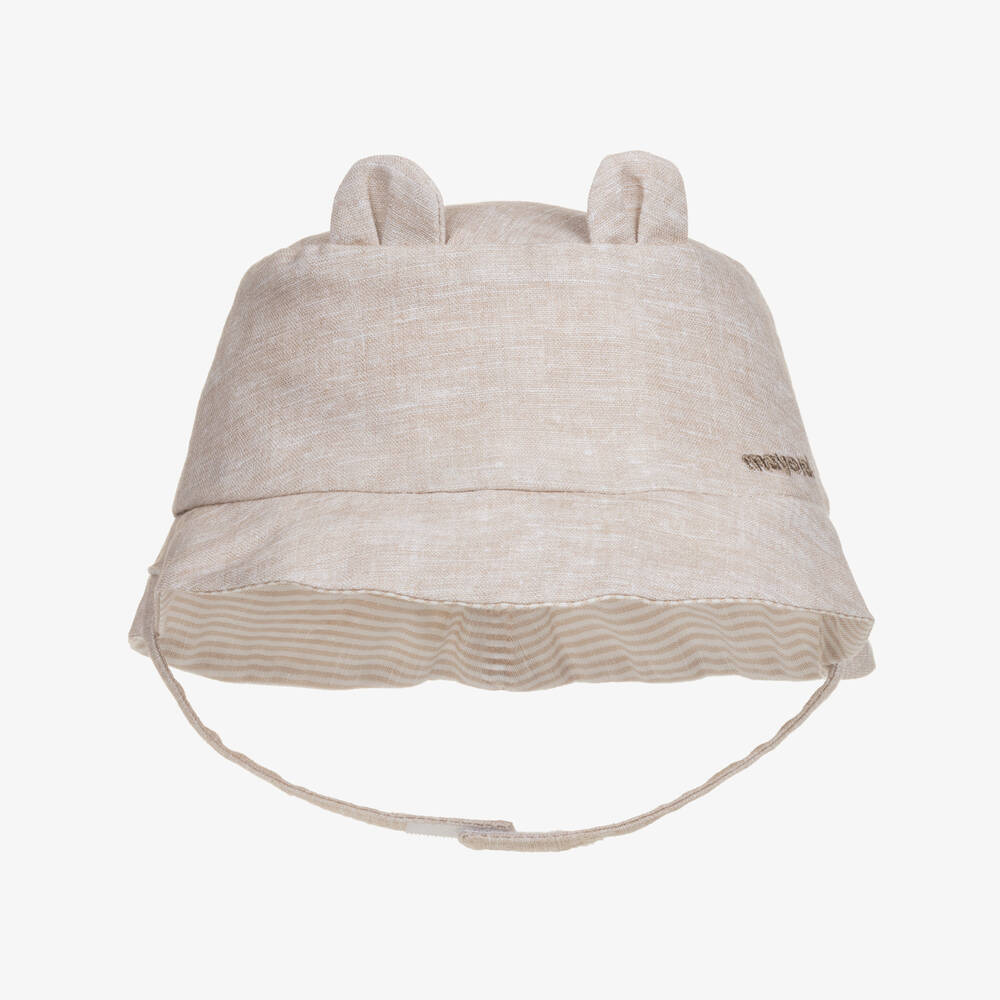 Mayoral Newborn-Beige Reversible Baby Sun Hat | Childrensalon Outlet