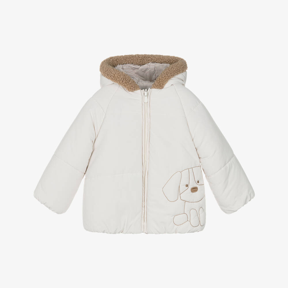 Mayoral Newborn-Beige Reversible Padded Baby Coat | Childrensalon Outlet