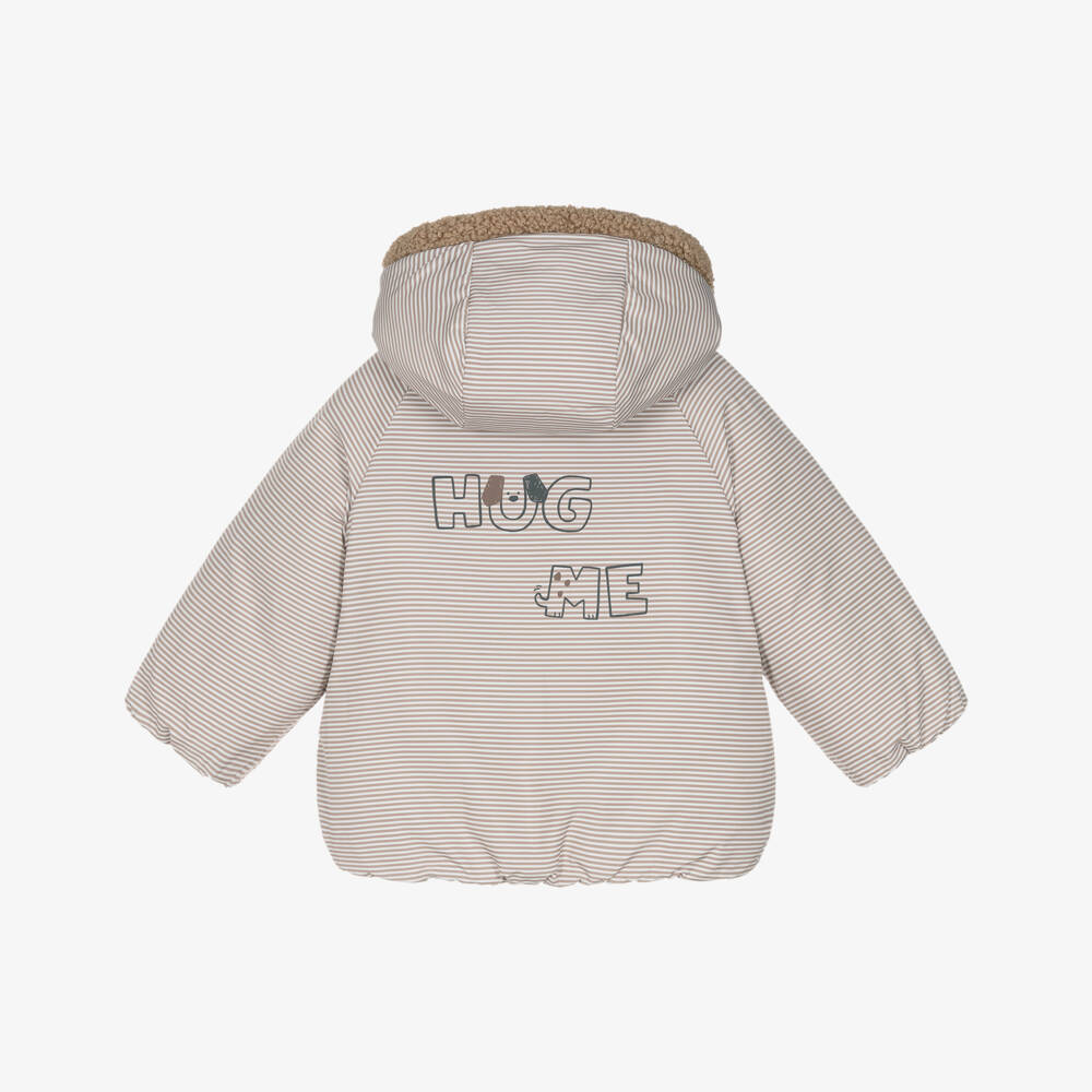 Mayoral Newborn-Beige Reversible Padded Baby Coat | Childrensalon Outlet