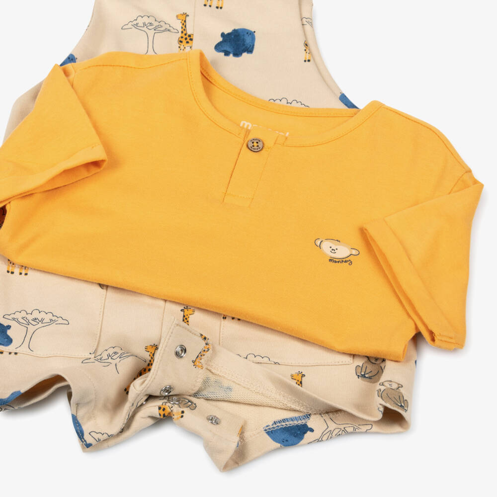 Mayoral-Beige Safari Dungaree Set | Childrensalon Outlet