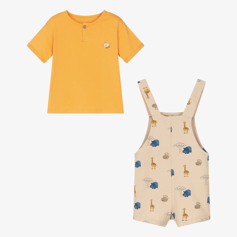 Mayoral-Beige Safari Dungaree Set | Childrensalon Outlet
