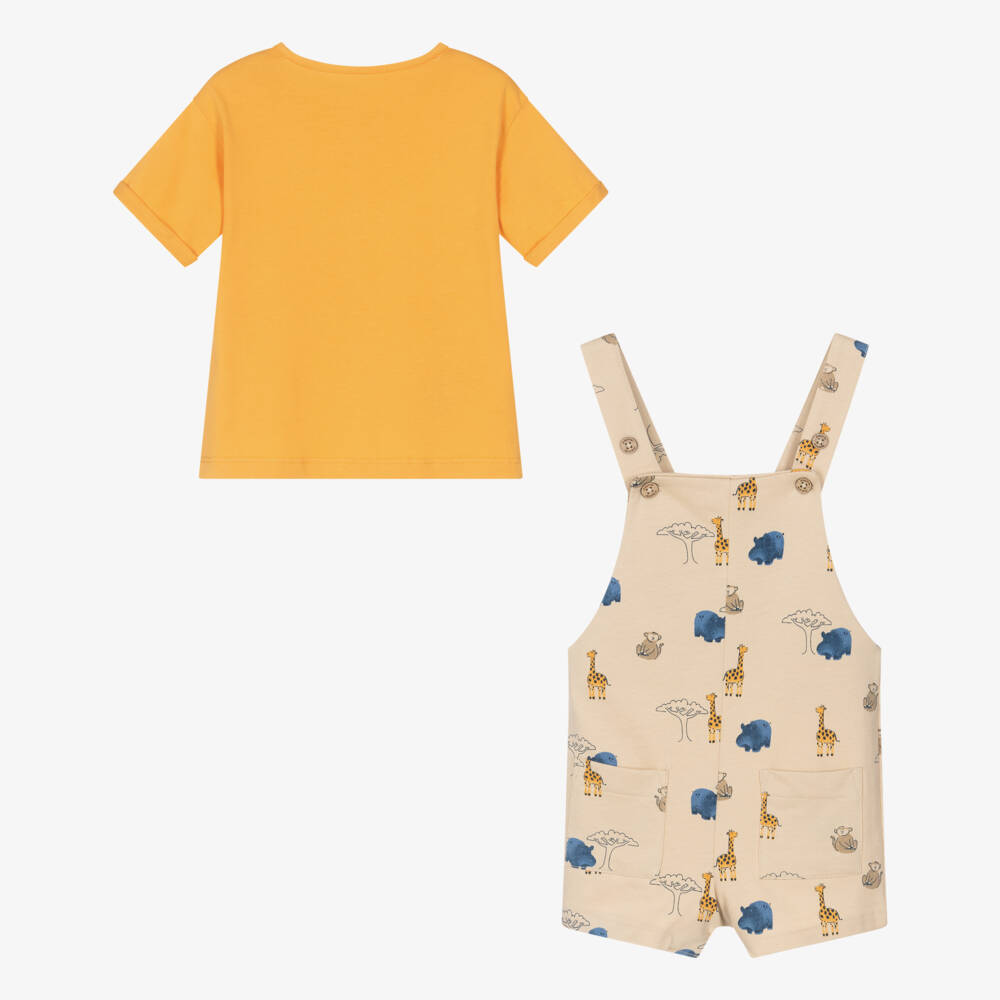 Mayoral-Beige Safari Dungaree Set | Childrensalon Outlet
