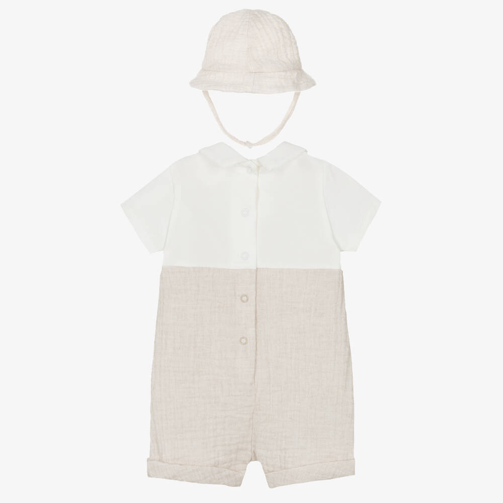 Mayoral Newborn-Beige Shortie W. Hat | Childrensalon Outlet