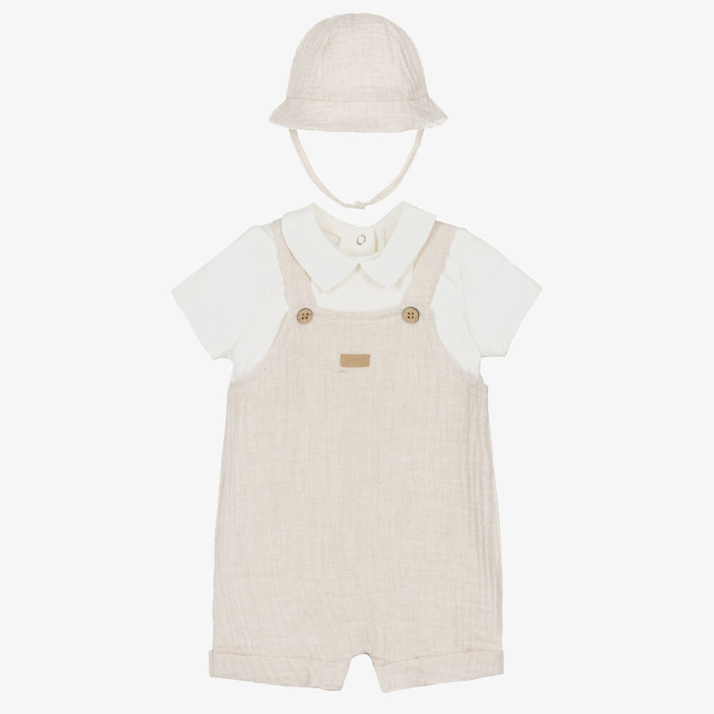 Mayoral Newborn-Beige Shortie W. Hat | Childrensalon Outlet