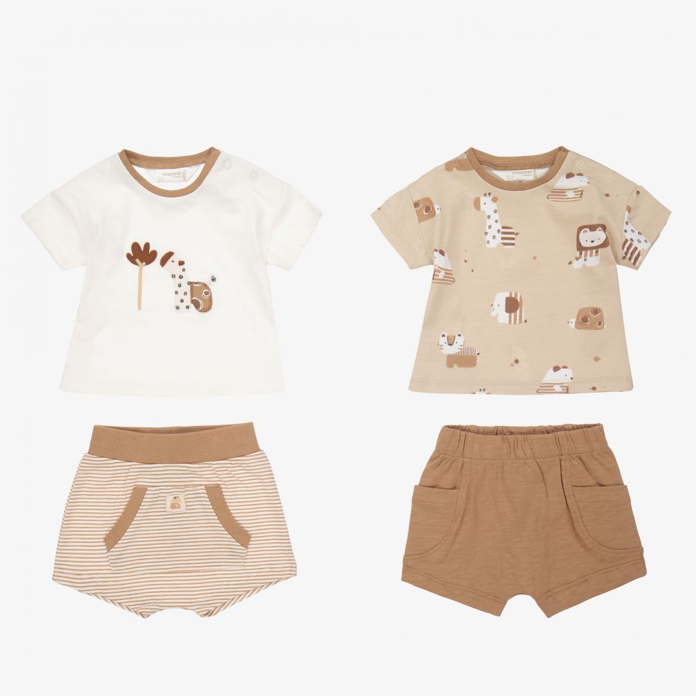 Mayoral Newborn-Beige Shorts Sets (2 Pack) | Childrensalon Outlet