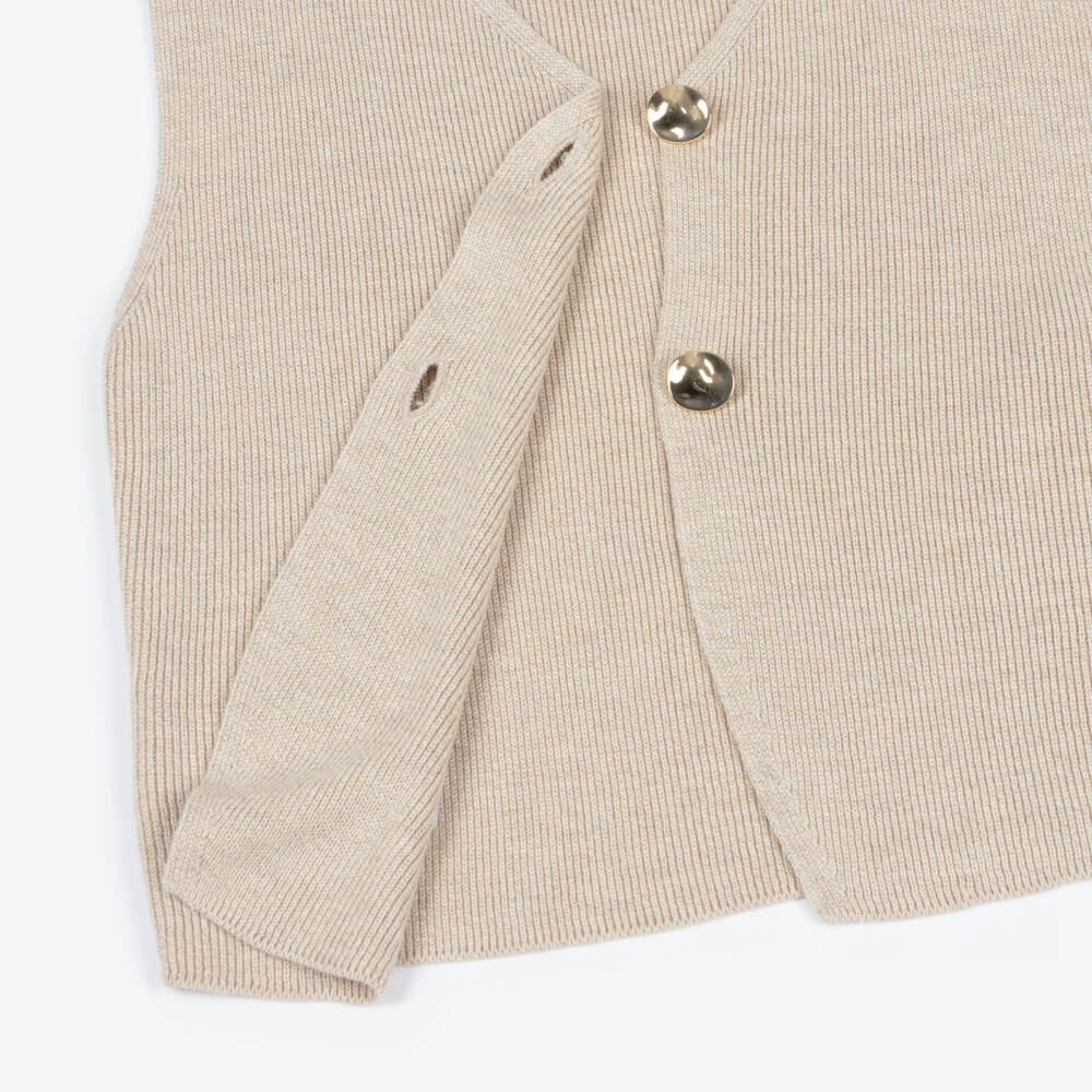 Mayoral-Beige Sleeveless Cardigan | Childrensalon Outlet