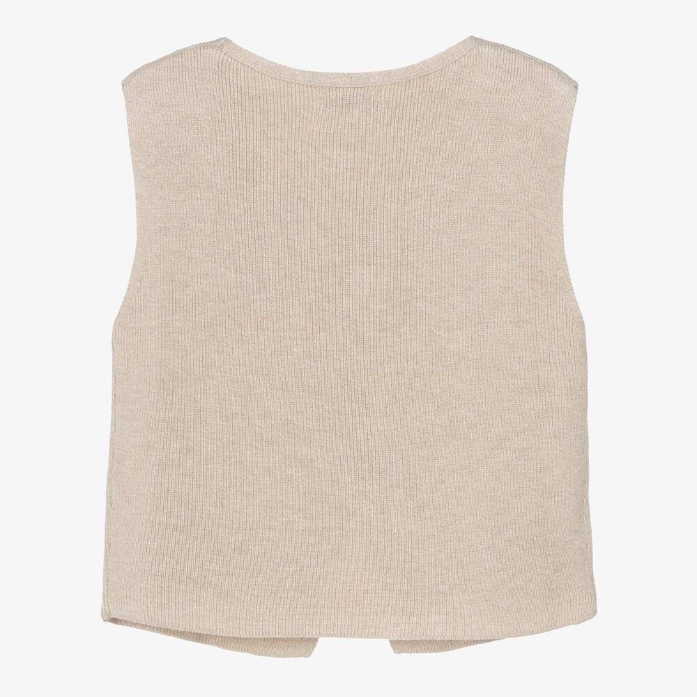 Mayoral-Beige Sleeveless Cardigan | Childrensalon Outlet