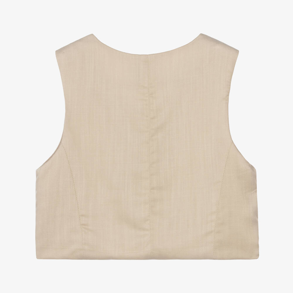 Mayoral-Beige Sleeveless Vest for Girls | Childrensalon Outlet