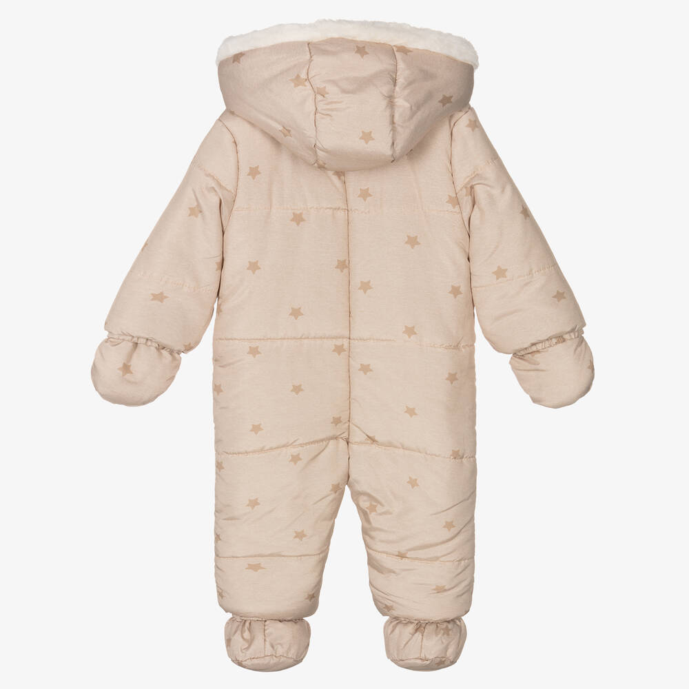 Mayoral Newborn Beige Stars Baby Snowsuit