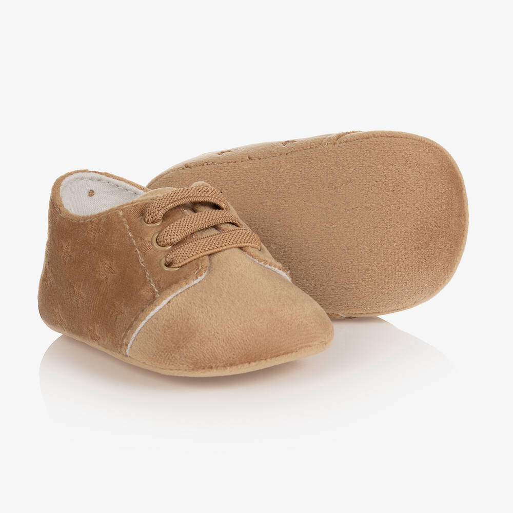 Mayoral Newborn - Beige Krabbelschuhe mit Sternen | Childrensalon