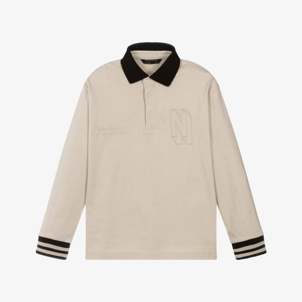 Mayoral Нукутаваке-Beige stripe detail polo shirt | Childrensalon Outlet