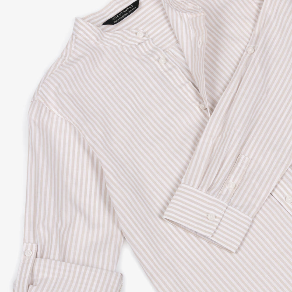 Mayoral Nukutavake-Beige Stripe Linen Mix Shirt | Childrensalon Outlet