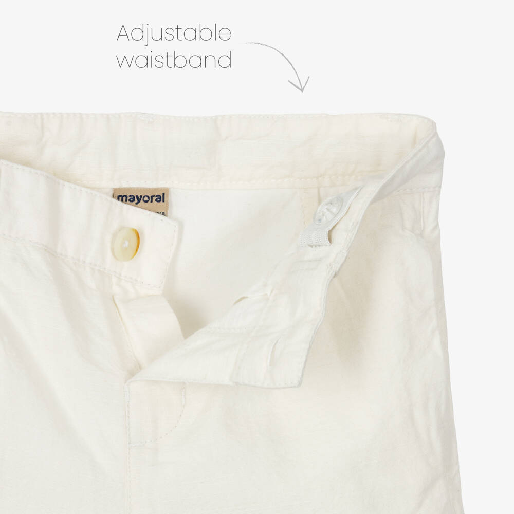 Mayoral-Beige Stripe Linen Shorts Set | Childrensalon Outlet