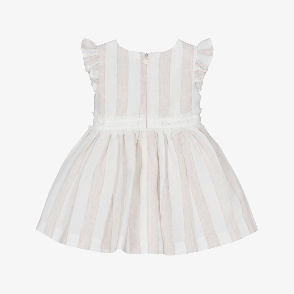 Mayoral-Beige Striped Ss Dress | Childrensalon Outlet