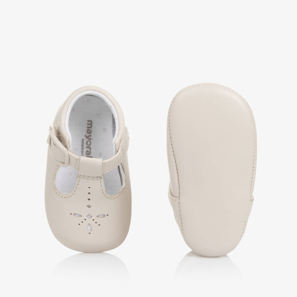 Mayoral Newborn Beige T Bar Baby Pre Walker Shoes