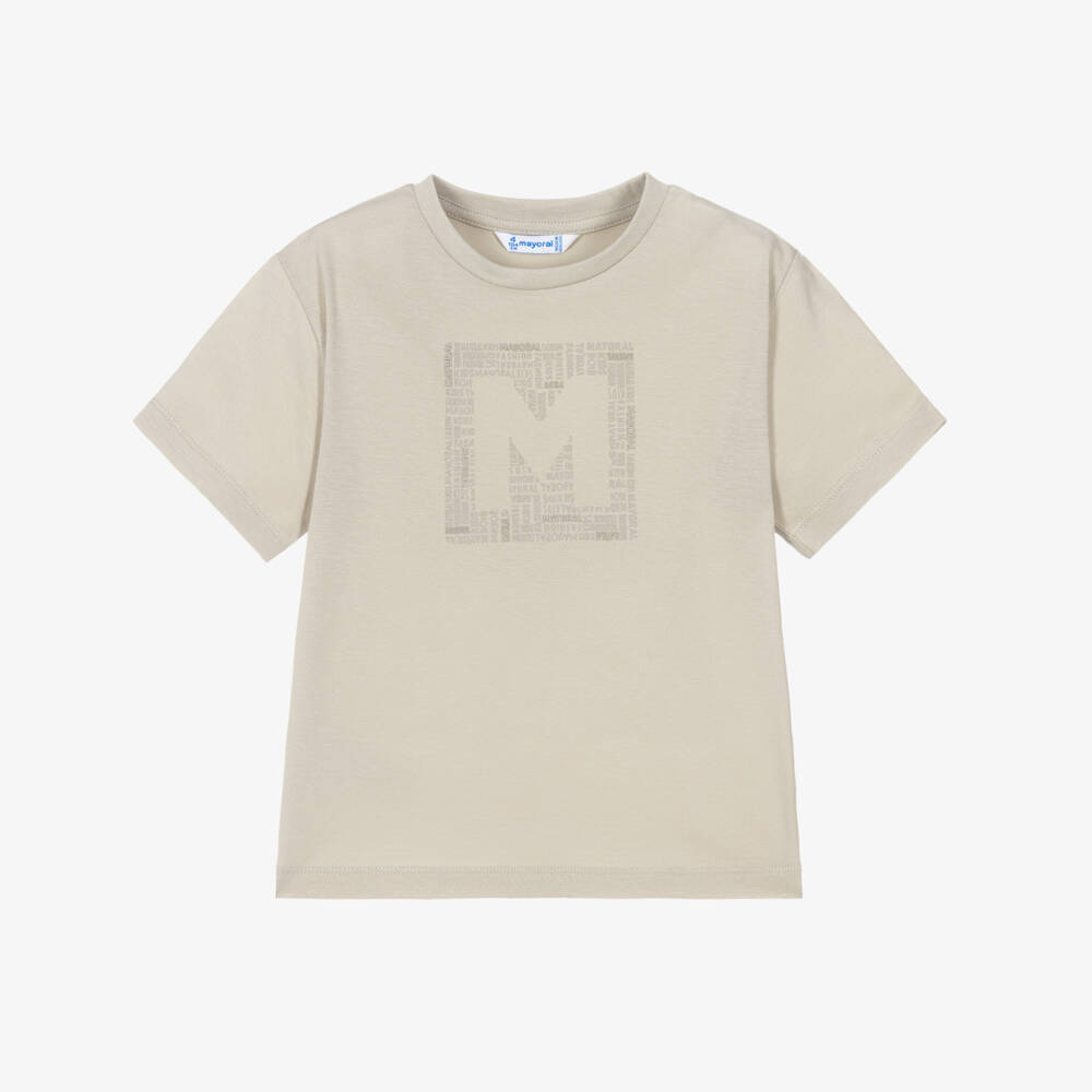 Mayoral-Beige T-shirt | Childrensalon Outlet