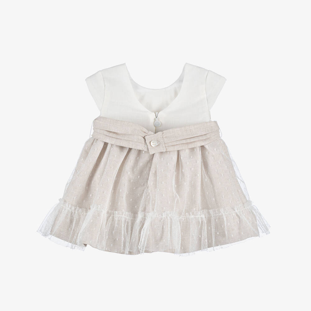 Mayoral Newborn-Beige Tulle Dress | Childrensalon Outlet