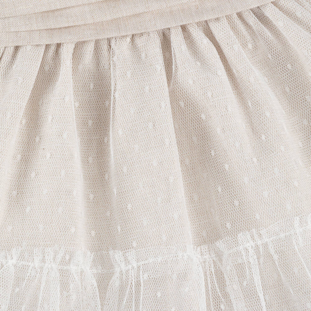 Mayoral Newborn-Beige Tulle Dress | Childrensalon Outlet