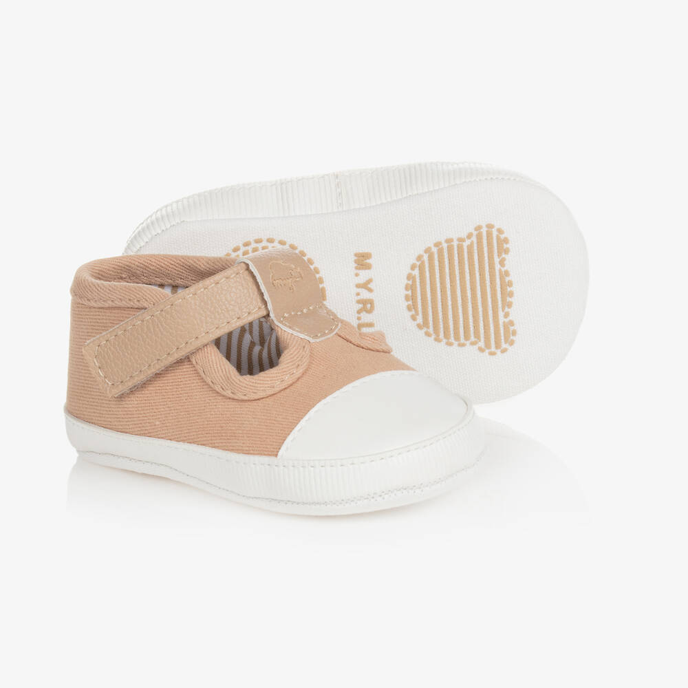 Mayoral - Canvas-Krabbelschuhe in Beige/Weiß | Childrensalon