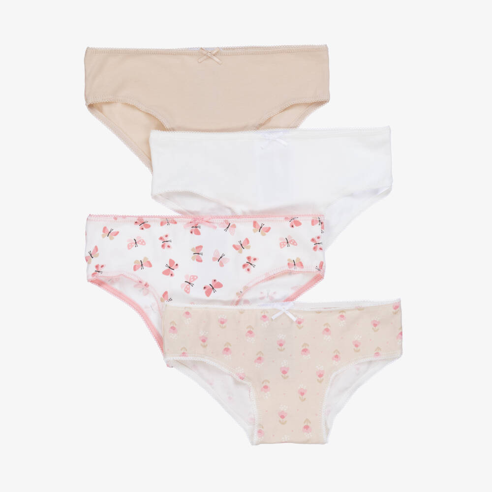 Mayoral-Beige & White Girls' 4-Pack Briefs | Childrensalon Outlet