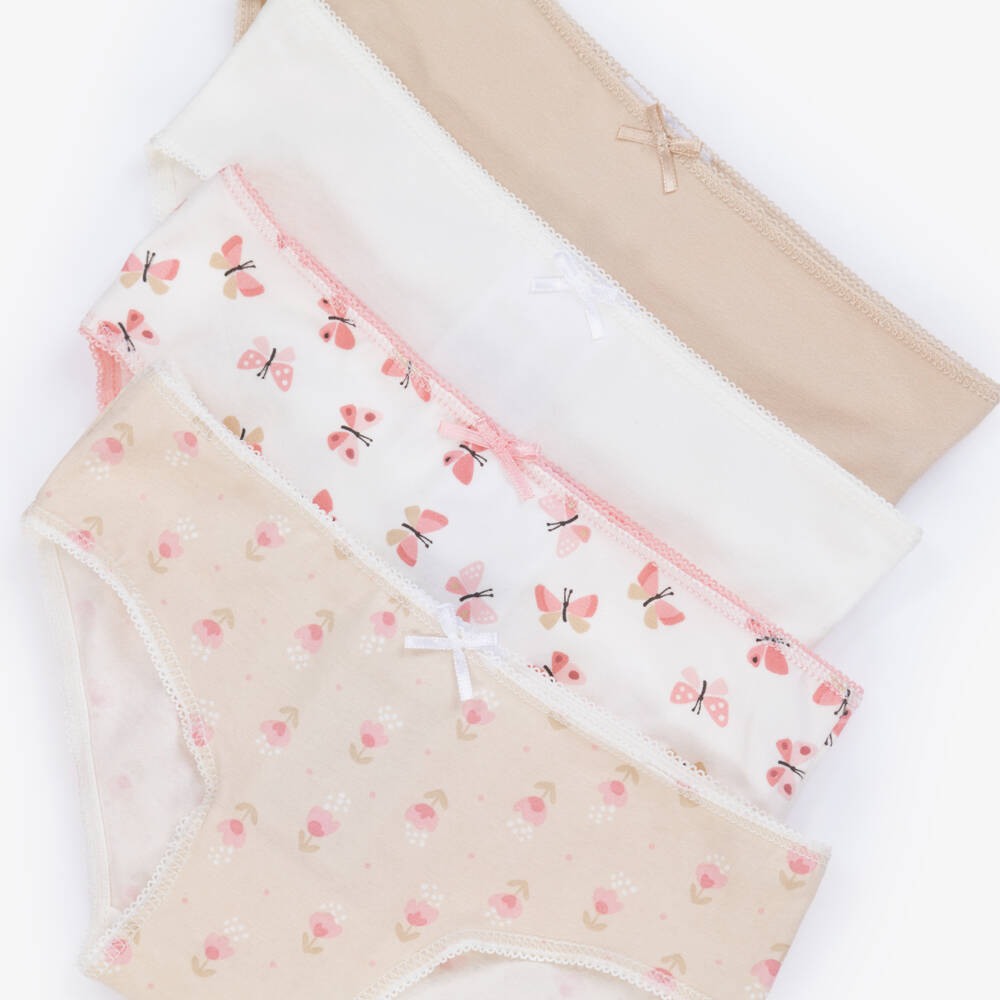 Mayoral-Beige & White Girls' 4-Pack Briefs | Childrensalon Outlet