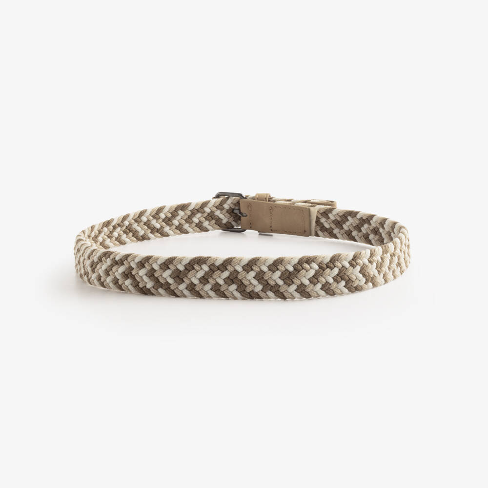 Mayoral-Beige & White Plaited Belt | Childrensalon Outlet