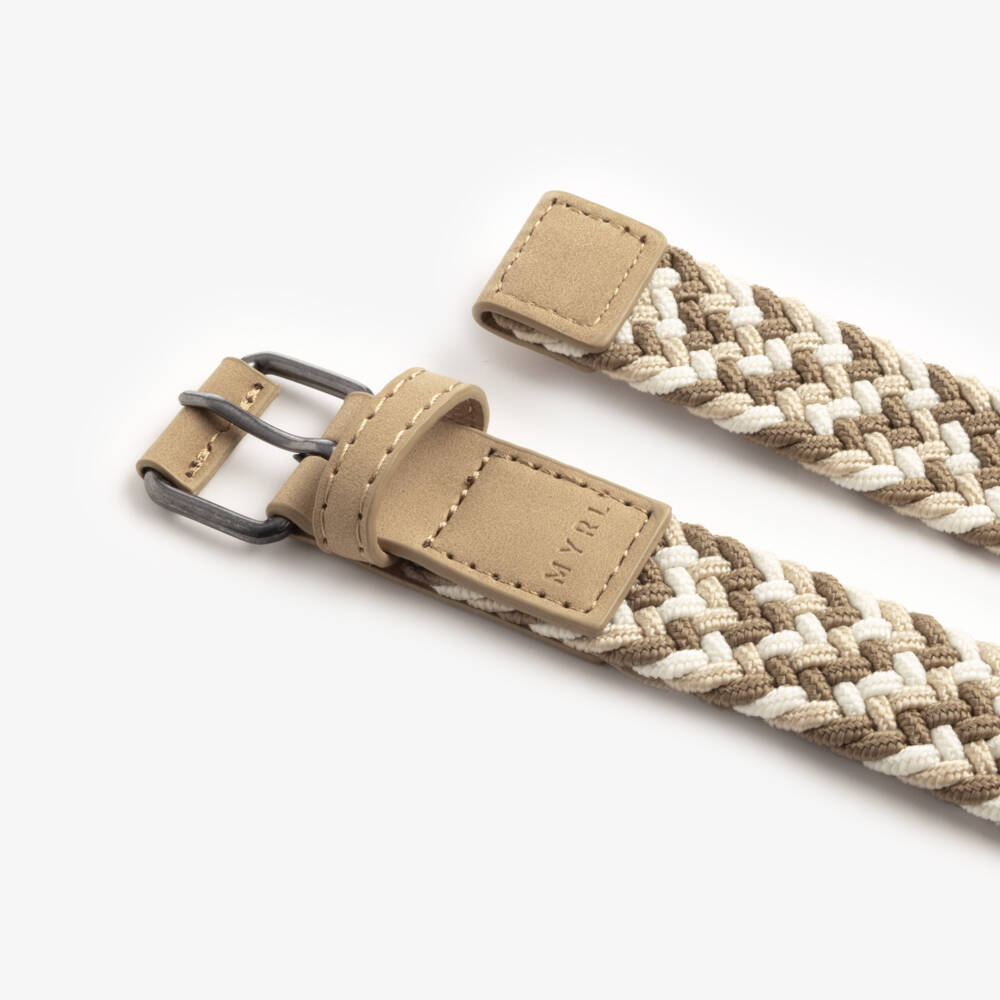 Mayoral-Beige & White Plaited Belt | Childrensalon Outlet