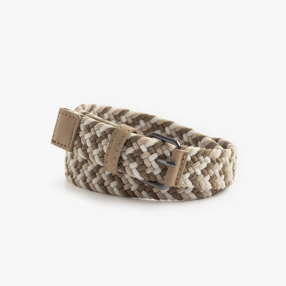 Mayoral-Beige & White Plaited Belt | Childrensalon Outlet