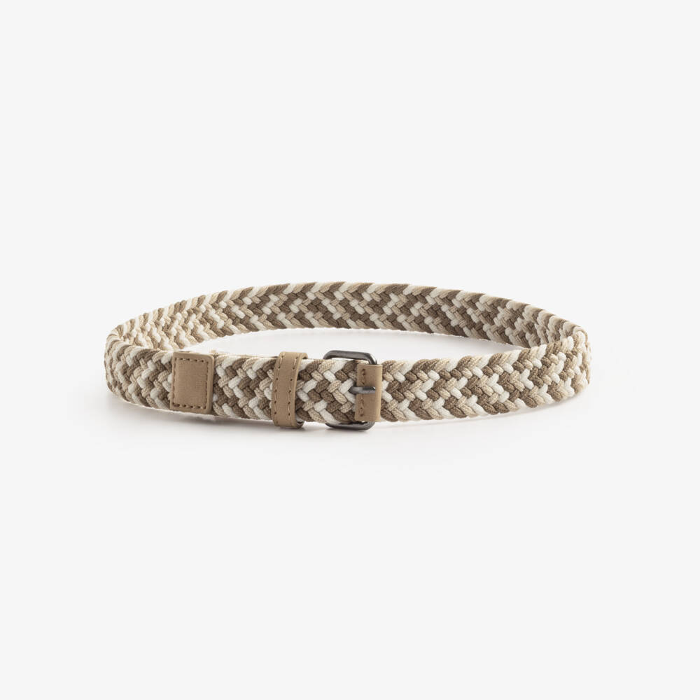 Mayoral-Beige & White Plaited Belt | Childrensalon Outlet
