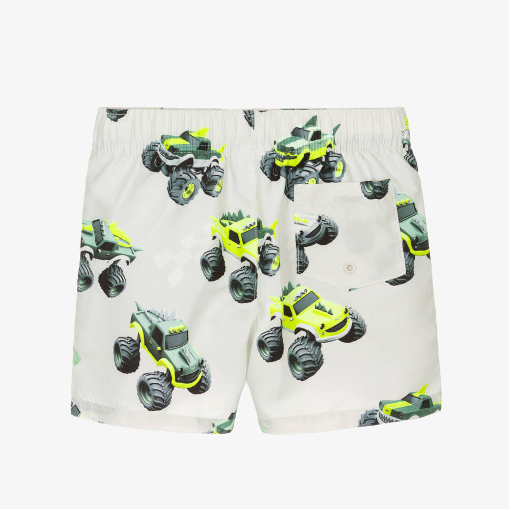 Mayoral-Beige & Yellow Truck Print Shorts | Childrensalon Outlet