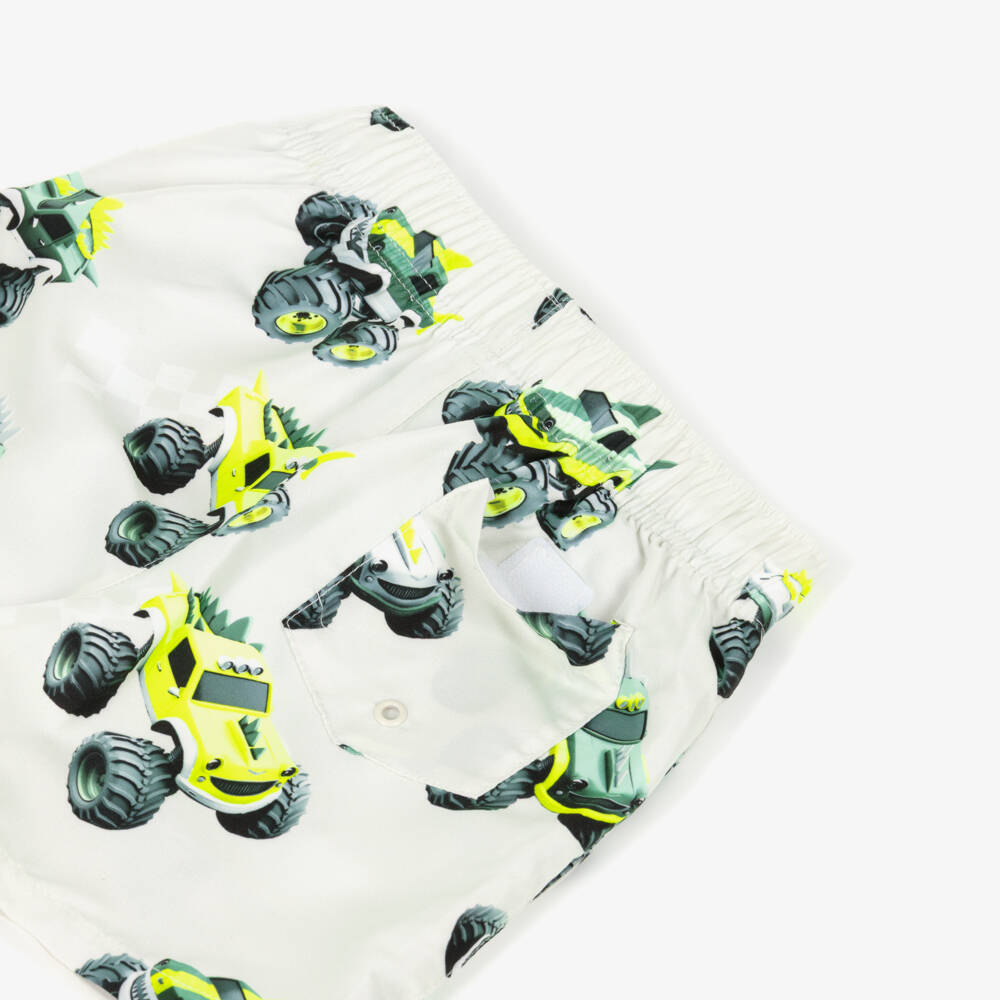 Mayoral-Beige & Yellow Truck Print Shorts | Childrensalon Outlet