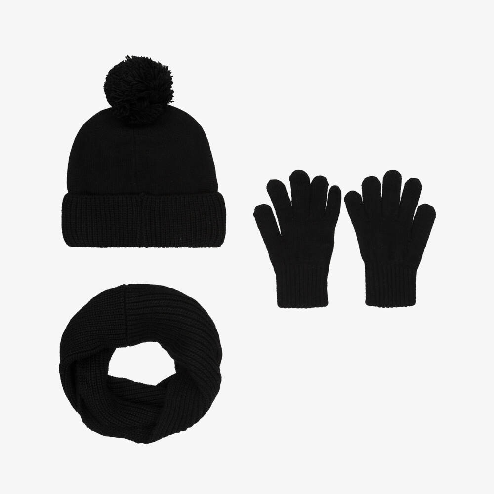 Mayoral-Black 3 Piece Scarf Set | Childrensalon Outlet
