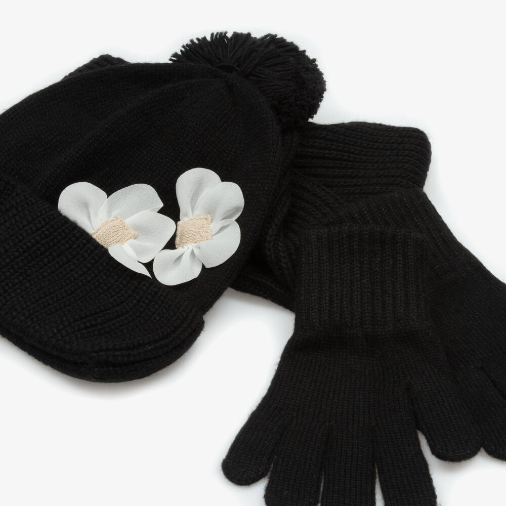 Mayoral-Black 3 Piece Scarf Set | Childrensalon Outlet