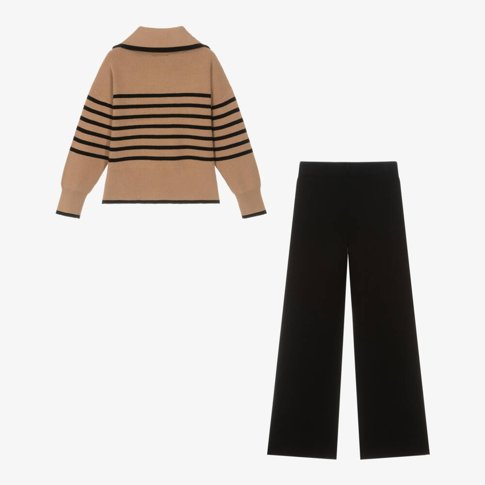 Mayoral-Black And Brown Stripe Trouser Set | Childrensalon Outlet