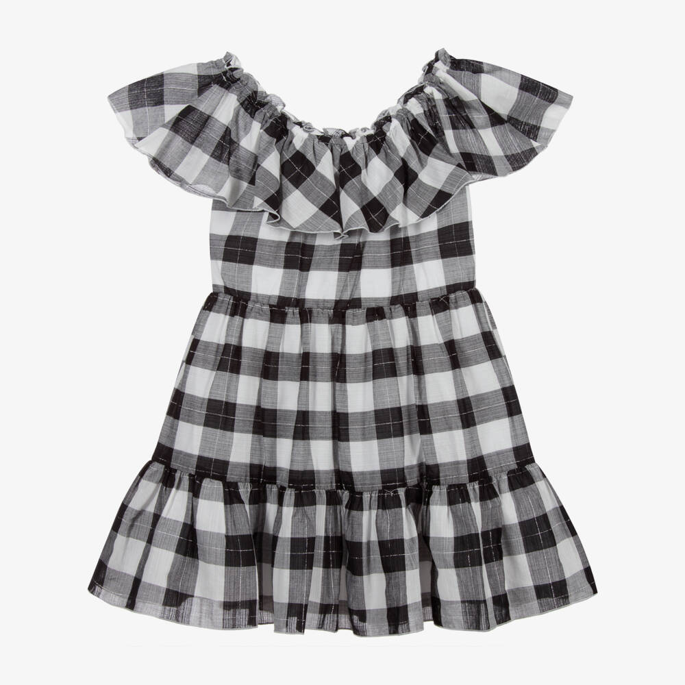 Mayoral-Черное хлопковое платье в клетку | Childrensalon Outlet