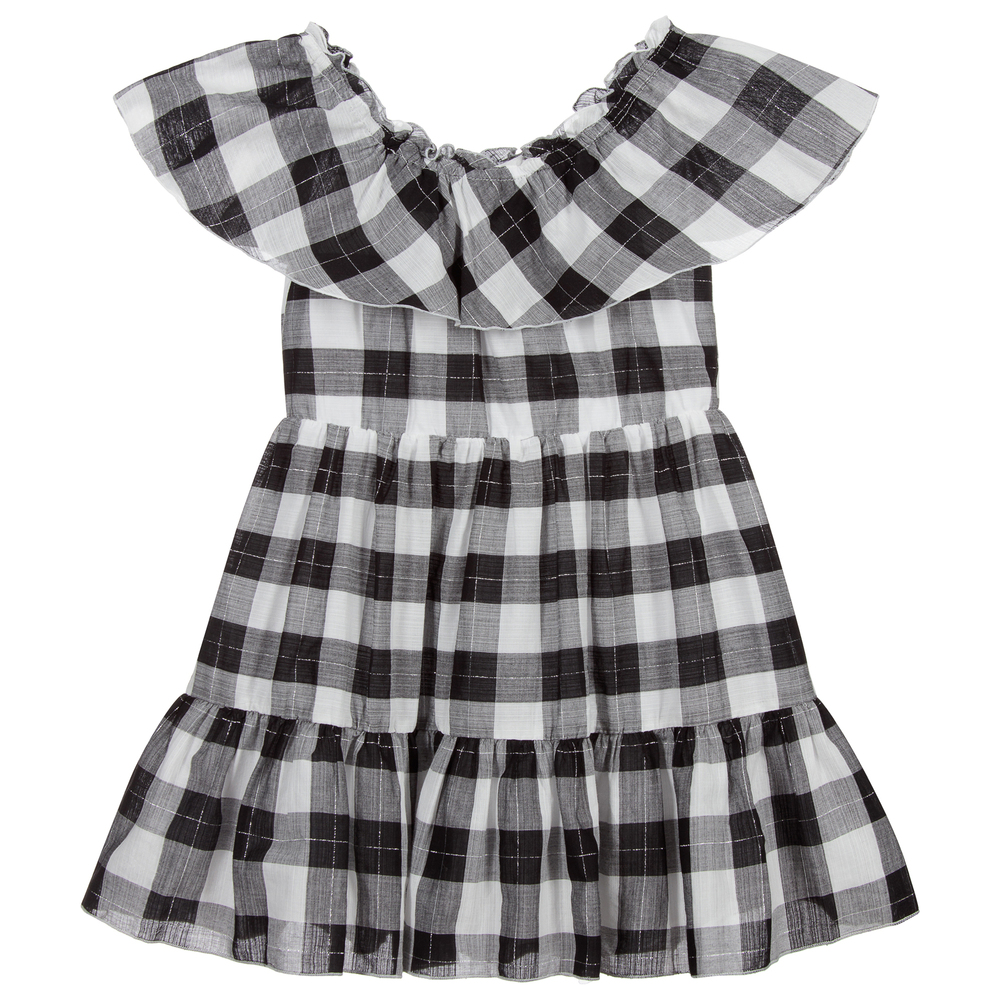 Mayoral - Black Check Cotton Dress | Childrensalon