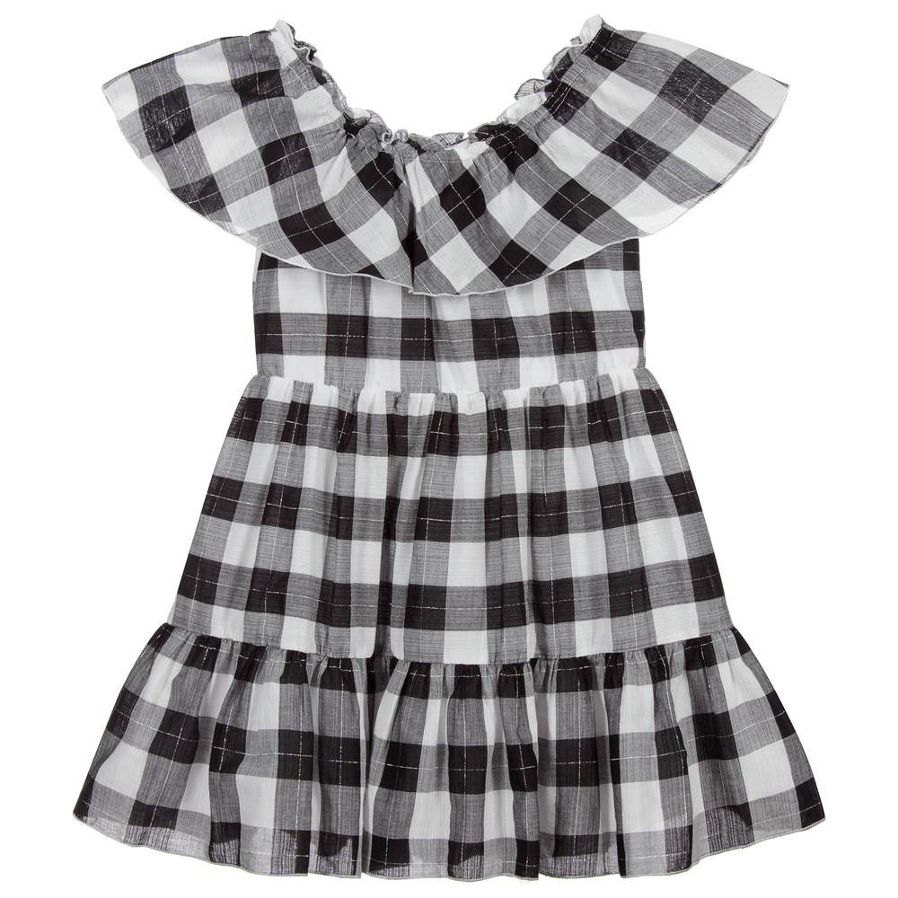 Mayoral-Черное хлопковое платье в клетку | Childrensalon Outlet