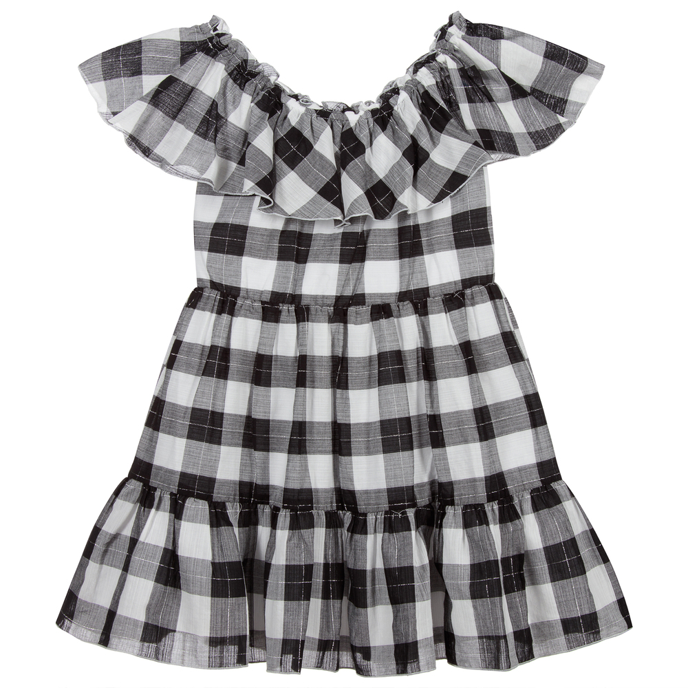 Mayoral-Черное хлопковое платье в клетку | Childrensalon Outlet