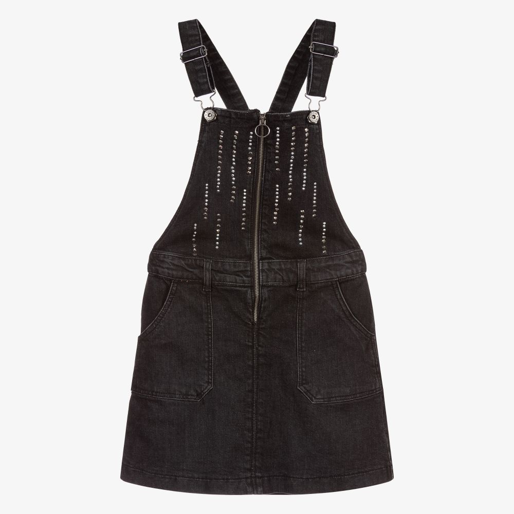 Mayoral-Black Denim Pinafore Dress | Childrensalon Outlet