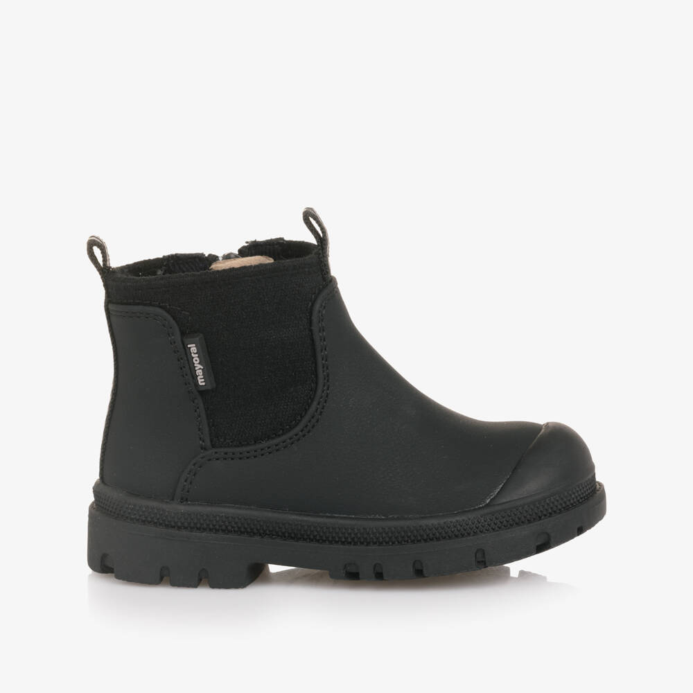 Mayoral-Black Faux Leather Chelsea Boots with Side Zip | Childrensalon Outlet